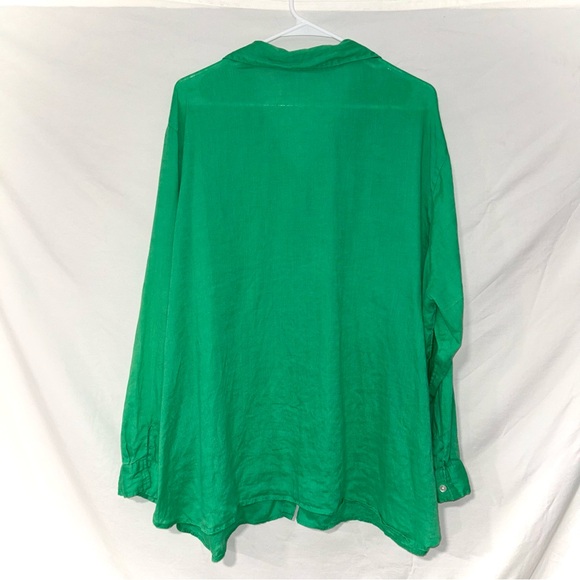 J. Jill Coastal Kelly Green Lightweight Love Linen Button Up Shirt 3x - Picture 4 of 4